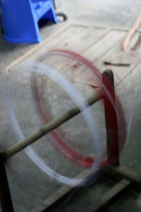 The wheel turns..the yarn is spun ready for the shuttle